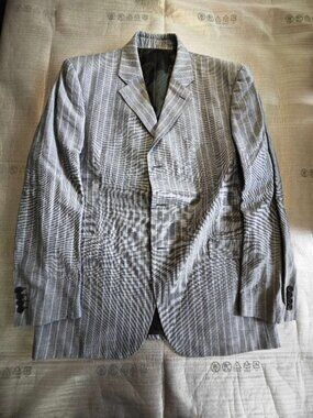 Givenchy blue pinstripe linen wool blend suit. 